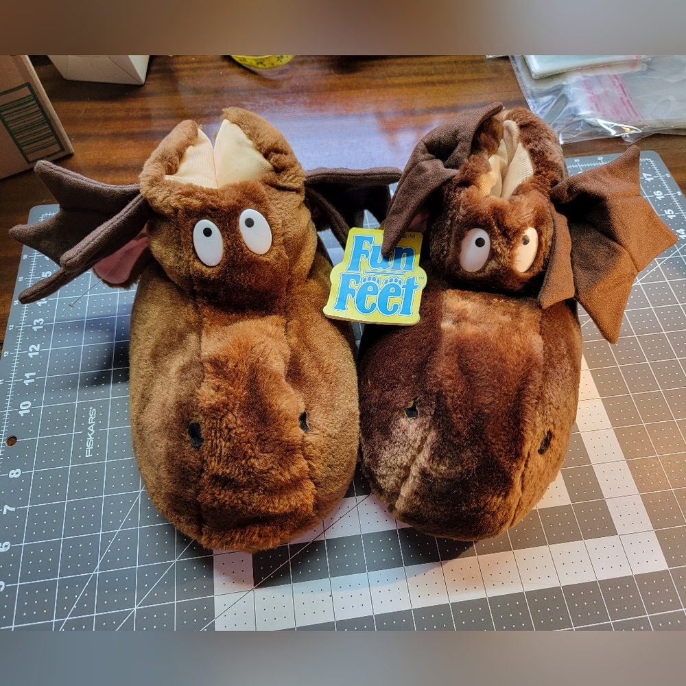 NWT Brown Plush Moose Slippers
